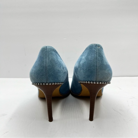 Coach Women’s Sz 8.5B Waverly Pumps in Light Blue Suede Heels Wedding Bride - Picture 10 of 16